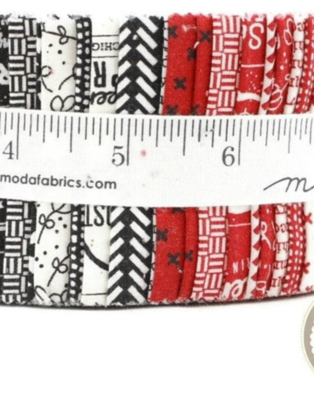 Moda Fabrics Print Shop Cotton Quilting Roll - Cream with Black & Red Accents